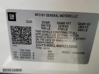 2021 Cadillac Escalade Premium Luxury with VIN 1GYS4BKL4MR215800, listed as a Copart auction lot 71655614 with 42,844 mi miles and Salvage Title. Bid and sale history available at carsss.com. Image 13.