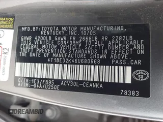 2006 Toyota Camry STD with VIN 4T1BE32K46U680668, listed as a IAAI auction lot 42205981 with 163,277 mi miles. Bid and sale history available at carsss.com. Image 9.