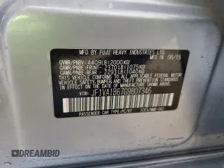 2016 Subaru WRX with VIN JF1VA1B67G9807346, listed as a Copart auction lot 52023025 with 73,493 mi miles and Salvage Title. Bid and sale history available at carsss.com. Image 12.