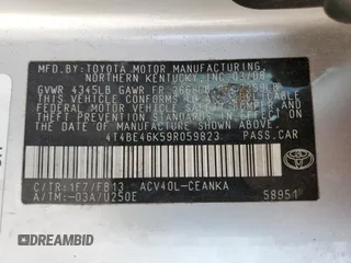2009 Toyota Camry with VIN 4T4BE46K59R059823, listed as a Copart auction lot 53393165 with 213,983 mi miles and Clean Title. Bid and sale history available at carsss.com. Image 12.