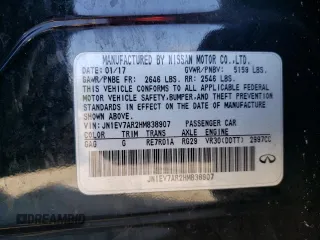2017 Infiniti Q50 Premium with VIN JN1EV7AR2HM838907, listed as a Copart auction lot 56480525 with 161,304 mi miles and Salvage title. Bid and sale history available at DreamBid. Image 12.