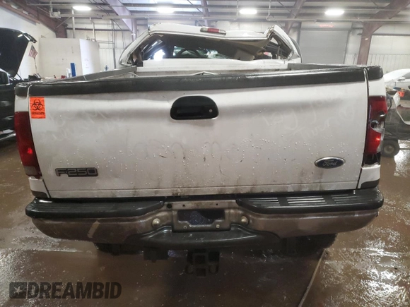 1999 Ford Super Duty F-250 XL with VIN 1FTNW21F1XEB34726, listed as a Copart auction lot 87965345 with 0 mi miles and Clean Title. Bid and sale history available at carsss.com. Image 6.
