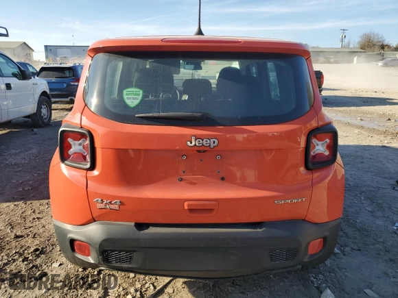 2018 Jeep Renegade Sport with VIN ZACCJBAB2JPJ31557, listed as a Copart auction lot 43350945 with 222,723 mi miles and Salvage Title. Bid and sale history available at DreamBid. Image 6.