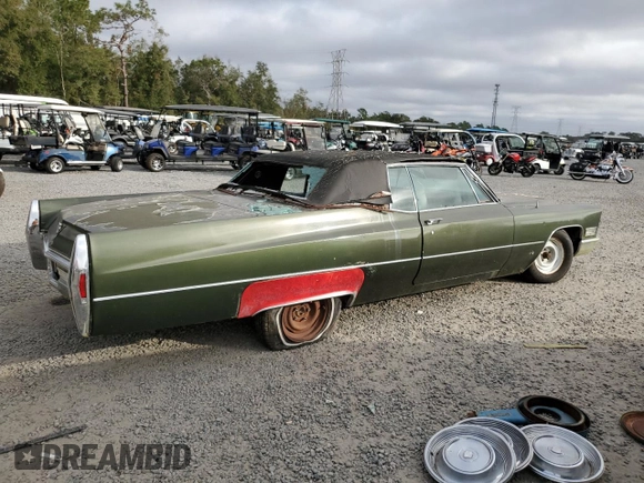 1968 Cadillac Eldorado z VIN J8277779, wystawiony jako Copart lot #84487964 z przebiegiem 92 328 mil mil oraz Czysty tytuł • Clean title. Historia ofert i sprzedaży dostępna na DreamBid. Obrazek 3.
