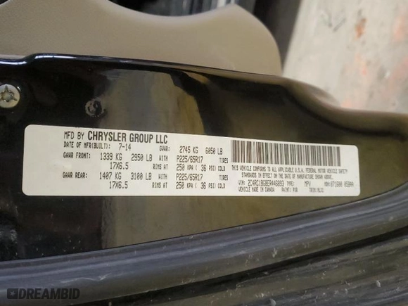 2014 Chrysler Town & Country Touring with VIN 2C4RC1BG8ER446893, listed as a Copart auction lot 45329755 with 218,519 mi miles and Salvage Title. Bid and sale history available at carsss.com. Image 13.