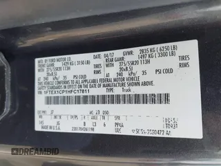 2017 Ford F-150 XL with VIN 1FTEX1CP1HFC17811, listed as a IAAI auction lot 42292048 with 80,841 mi miles and . Bid and sale history available at DreamBid. Image 9.
