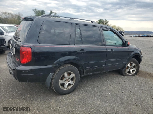 2003 Honda Pilot EX with VIN 2HKYF18783H612415, listed as a Copart auction lot 53049385 with 258,932 mi miles and Salvage Title. Bid and sale history available at carsss.com. Image 3.