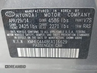 2014 Hyundai Sonata Limited with VIN KMHEC4A48EA116629, listed as a IAAI auction lot 42070212 with 95,295 mi miles and . Bid and sale history available at carsss.com. Image 9.