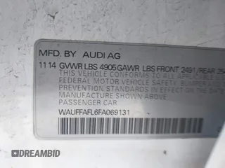 2015 Audi A4 Premium Plus with VIN WAUFFAFL6FA069131, listed as a IAAI auction lot 42103796 with 114,353 mi miles. Bid and sale history available at carsss.com. Image 9.