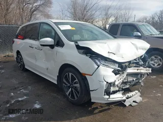 2019 Honda Odyssey Elite with VIN 5FNRL6H93KB117922, listed as a IAAI auction lot 41582622 with 25,327 mi miles and . Bid and sale history available at DreamBid. Image 1.
