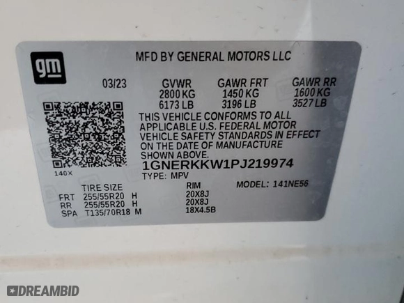 2023 Chevrolet Traverse Premier with VIN 1GNERKKW1PJ219974, listed as a Copart auction lot 82892584 with 24,628 mi miles and Salvage Title. Bid and sale history available at carsss.com. Image 13.