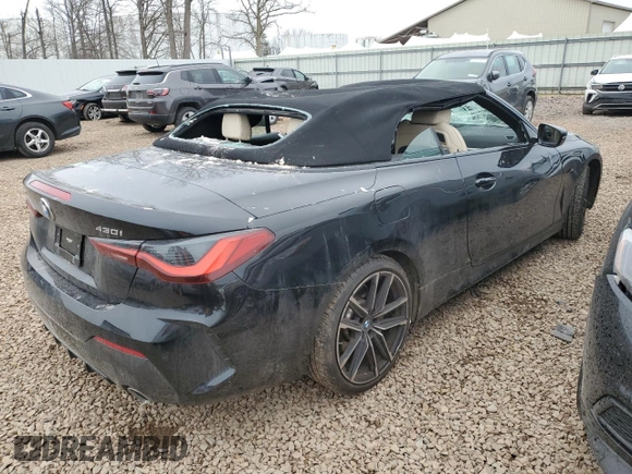 2023 BMW 4 Series 430i xDrive with VIN WBA43AT08PCM90476, listed as a Copart auction lot 50727785 with 11,677 mi miles and Salvage Title. Bid and sale history available at DreamBid. Image 3.