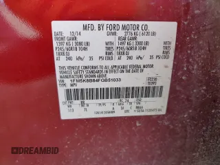 2015 Ford Explorer z VIN 1FM5K8B84FGB51033, wystawiony jako Copart lot #47886505 z przebiegiem 161 834 mil mil oraz Szkoda całkowita • Salvage title. Historia ofert i sprzedaży dostępna na DreamBid. Obrazek 16.
