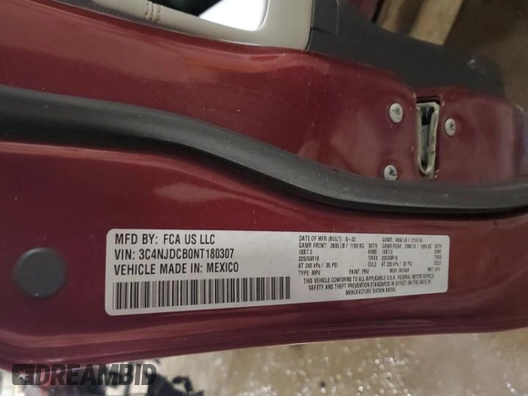 2022 Jeep Compass Limited с VIN 3C4NJDCB0NT180307, выставлен на аукционе Copart как лот 58328815 с пробегом Не указан миль и Чистый • Clean title. История ставок и продаж доступна на DreamBid. Изображение 13.