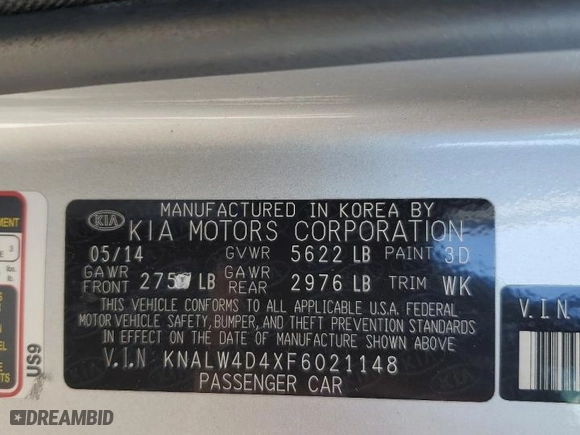 2015 Kia K900 Luxury with VIN KNALW4D4XF6021148, listed as a Copart auction lot 70263554 with NaN miles and Salvage Title. Bid and sale history available at carsss.com. Image 15.