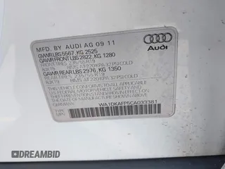 2012 Audi Q5 3.2L Premium Plus with VIN WA1DKAFP5CA033381, listed as a IAAI auction lot 41571823 with 84,251 mi miles. Bid and sale history available at carsss.com. Image 9.