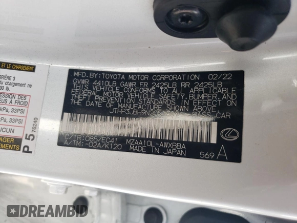 2022 Lexus UX 200 с VIN JTHP3JBH9N2051389, выставлен на аукционе Copart как лот 55284085 с пробегом 78 592 миль миль и Списание • Salvage title. История ставок и продаж доступна на DreamBid. Изображение 12.