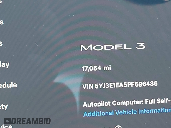 2023 Tesla Model 3 с VIN 5YJ3E1EA5PF696436, выставлен на аукционе IAAI как лот 42099142 с пробегом 17 054 миль миль и . История ставок и продаж доступна на DreamBid. Изображение 15.