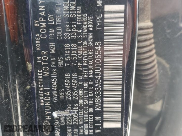 2018 Hyundai Kona Limited with VIN KM8K33A54JU106548, listed as a Copart auction lot 52609175 with 6,800 mi miles and Salvage Title. Bid and sale history available at carsss.com. Image 13.