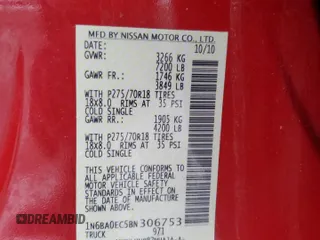 2011 Nissan Titan Pro-4X with VIN 1N6BA0EC5BN306753, listed as a Copart auction lot 49552545 with 176,617 mi miles and Salvage title. Bid and sale history available at DreamBid. Image 15.