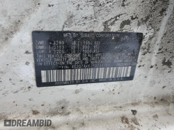 2023 Subaru Impreza Premium with VIN 4S3GTAV62P3711751, listed as a Copart auction lot 44257555 with 85,344 mi miles and Salvage title. Bid and sale history available at DreamBid. Image 14.
