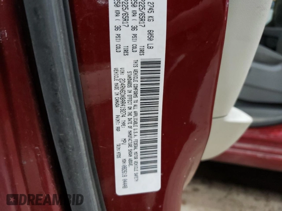 2010 Dodge Grand Caravan Crew with VIN 2D4RN6DX8AR419274, listed as a Copart auction lot 54915055 with 304,675 mi miles and Clean Title. Bid and sale history available at DreamBid. Image 13.