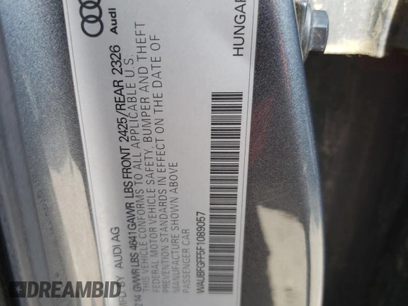 2015 Audi A3 Premium z VIN WAUBFGFF5F1089057, wystawiony jako Copart lot #50754545 z przebiegiem 109 530 mil mil oraz Czysty tytuł • Clean title. Historia ofert i sprzedaży dostępna na DreamBid. Obrazek 12.