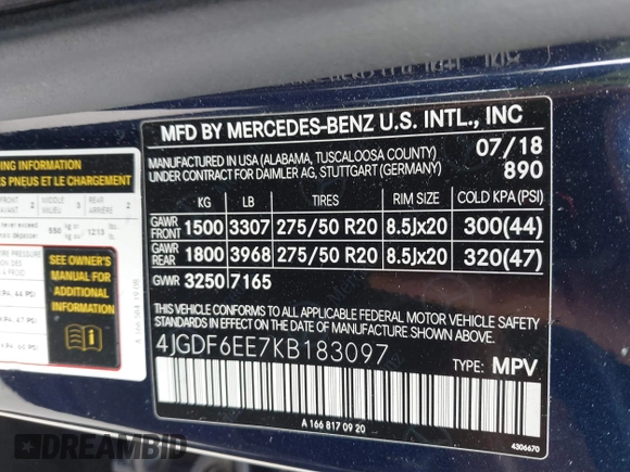 2019 Mercedes-Benz GLS 450 с VIN 4JGDF6EE7KB183097, выставлен на аукционе IAAI как лот 42111696 с пробегом 93 572 миль миль и . История ставок и продаж доступна на DreamBid. Изображение 9.