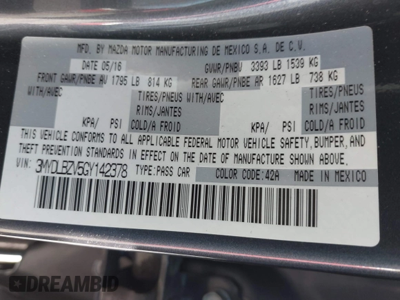 2016 Scion iA with VIN 3MYDLBZV5GY142378, listed as a IAAI auction lot 41274960 with 123,807 mi miles. Bid and sale history available at carsss.com. Image 9.