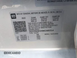 2022 Chevrolet Silverado 1500 RST with VIN 3GCPADED5NG565314, listed as a IAAI auction lot 40979469 with 38,807 mi miles and . Bid and sale history available at DreamBid. Image 9.