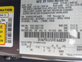 2015 Ford Fusion SE Hybrid with VIN 3FA6P0LU5FR166839, listed as a IAAI auction lot 42436131 with 89,613 mi miles and . Bid and sale history available at DreamBid. Image 9.