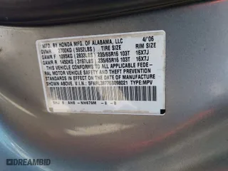 2006 Honda Odyssey EX-L with VIN 5FNRL38776B098021, listed as a IAAI auction lot 42036487 with 176,043 mi miles. Bid and sale history available at carsss.com. Image 9.