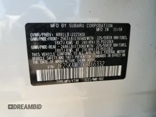 2019 Subaru Forester Touring with VIN JF2SKAWC7KH466332, listed as a Copart auction lot 58050745 with 58,017 mi miles and Salvage title. Bid and sale history available at DreamBid. Image 14.