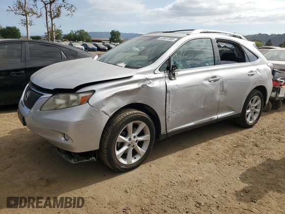 2010 Lexus RX 350 with VIN 2T2ZK1BA6AC033990, listed as a Copart auction lot 53587265 with 0 mi miles and Salvage Title. Bid and sale history available at carsss.com. Image 1.