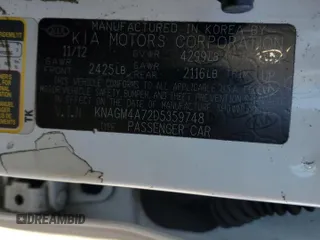 2013 Kia Optima LX with VIN KNAGM4A72D5359748, listed as a Copart auction lot 42993245 with 164,420 mi miles and Salvage Title. Bid and sale history available at carsss.com. Image 14.