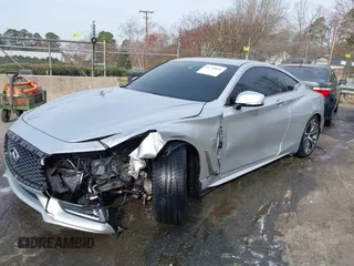 2018 Infiniti Q60 Luxe with VIN JN1EV7EK3JM343134, listed as a IAAI auction lot 41795601 with 61,826 mi miles and . Bid and sale history available at carsss.com. Image 2.