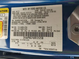 2018 Ford Fusion S with VIN 3FA6P0G74JR125258, listed as a IAAI auction lot 41845188 with 123,848 mi miles. Bid and sale history available at carsss.com. Image 9.