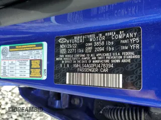 2023 Hyundai Elantra SEL with VIN KMHLS4AG0PU478394, listed as a Copart auction lot 51831975 with 13,982 mi miles and Salvage Title. Bid and sale history available at DreamBid. Image 13.
