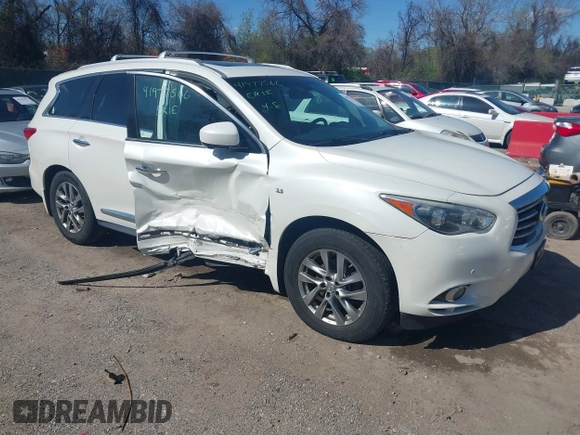 2015 Infiniti QX60 with VIN 5N1AL0MM0FC504172, listed as a IAAI auction lot 41977566 with 128,196 mi miles and . Bid and sale history available at DreamBid. Image 1.
