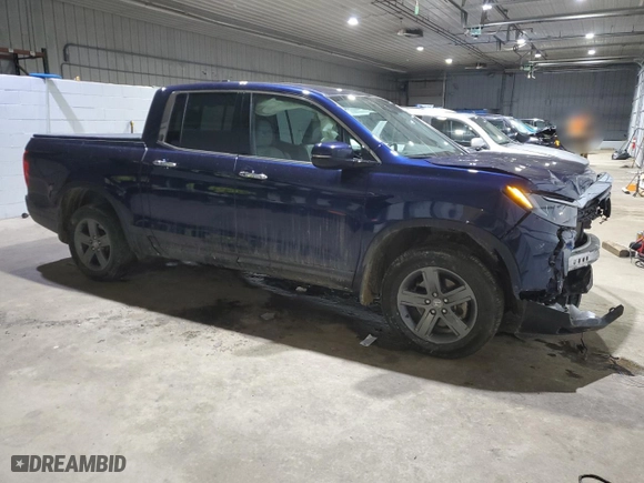 2023 Honda Ridgeline RTL-E with VIN 5FPYK3F73PB002850, listed as a Copart auction lot 43440385 with 29,510 mi miles and Salvage Title. Bid and sale history available at carsss.com. Image 4.
