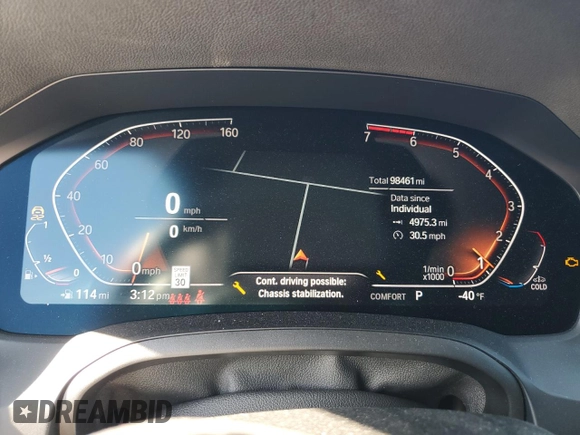 2020 BMW 3 Series 330i with VIN 3MW5R1J01L8B08554, listed as a Copart auction lot 47298125 with 98,461 mi miles and Salvage Title. Bid and sale history available at carsss.com. Image 9.