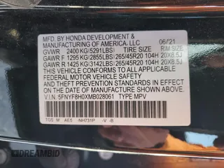 2021 Honda Passport Elite z VIN 5FNYF8H0XMB028061, wystawiony jako Copart lot #44798415 z przebiegiem 94 557 mil mil oraz Szkoda całkowita • Salvage title. Historia ofert i sprzedaży dostępna na DreamBid. Obrazek 12.