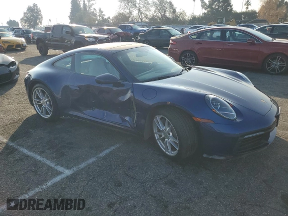 2022 Porsche 911 Carrera with VIN WP0AA2A99NS205256, listed as a Copart auction lot 43082515 with 21,682 mi miles and Salvage Title. Bid and sale history available at carsss.com. Image 4.