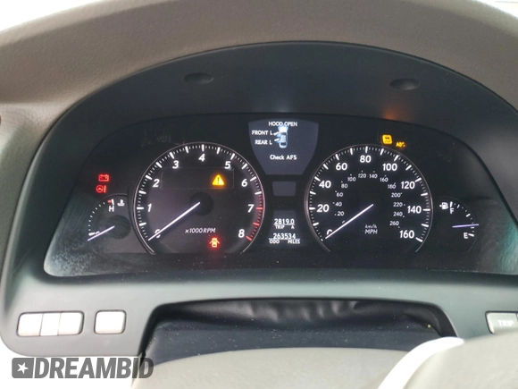 2008 Lexus LS 460 с VIN JTHBL46FX85066409, выставлен на аукционе Copart как лот 52006585 с пробегом 263 534 миль миль и Чистый • Clean title. История ставок и продаж доступна на DreamBid. Изображение 9.