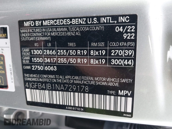 2022 Mercedes-Benz GLE 350 z VIN 4JGFB4JB1NA729178, wystawiony jako IAAI lot #42014744 z przebiegiem 17 179 mil mil oraz . Historia ofert i sprzedaży dostępna na DreamBid. Obrazek 9.
