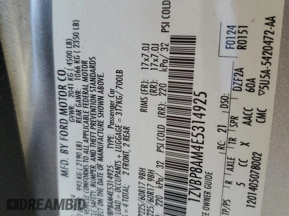 2014 Ford Mustang V6 with VIN 1ZVBP8AM4E5314925, listed as a Copart auction lot 56420765 with 85,355 mi miles and Salvage title. Bid and sale history available at DreamBid. Image 12.