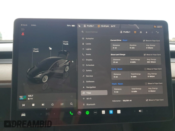 2022 Tesla Model 3 with VIN 5YJ3E1EA3NF289292, listed as a Copart auction lot 45974405 with 109,164 mi miles and Clean Title. Bid and sale history available at carsss.com. Image 9.