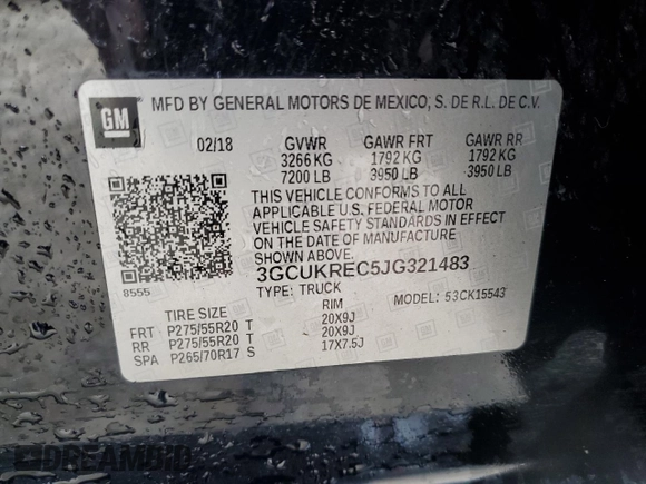 2018 Chevrolet Silverado 1500 LT with VIN 3GCUKREC5JG321483, listed as a Copart auction lot 46935335 with 130,860 mi miles and Salvage Title. Bid and sale history available at carsss.com. Image 13.
