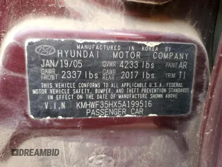 2005 Hyundai Sonata GLS with VIN KMHWF35HX5A199516, listed as a Copart auction lot 70000524 with 186,198 mi miles and Clean Title. Bid and sale history available at carsss.com. Image 12.