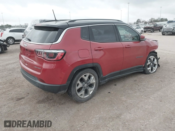 2019 Jeep Compass Limited with VIN 3C4NJCCB1KT638104, listed as a IAAI auction lot 41499495 with 56,270 mi miles. Bid and sale history available at carsss.com. Image 4.